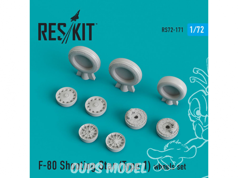 ResKit kit d'amelioration avion RS72-0171 Ensemble de roues F-80 Shooting Star (Type 1) 1/72