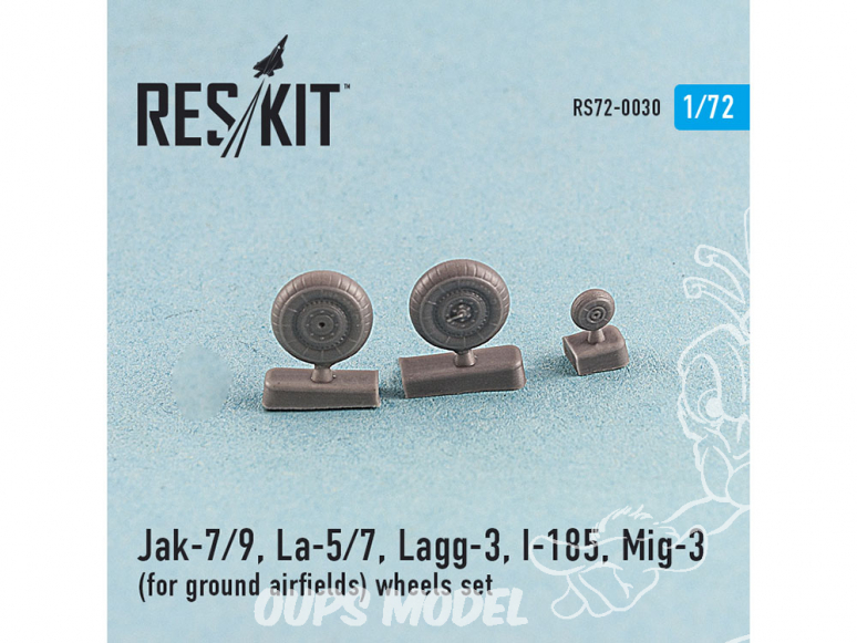 ResKit kit d'amelioration avion RS72-0030 Ensemble de roues Jak-7/9, La-5/7, Lag-3, I-185, Mig-3 pour les aérodromes au sol 1/72