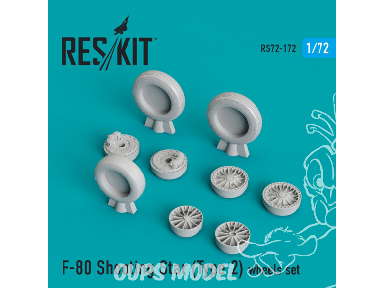 ResKit kit d'amelioration avion RS72-0172 Ensemble de roues F-80 Shooting Star (Type 2) 1/72