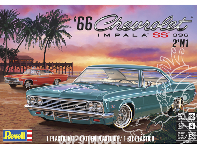 Revell US maquette voiture 4497 ’66 Chevy Impala SS 396 2N1 1/25