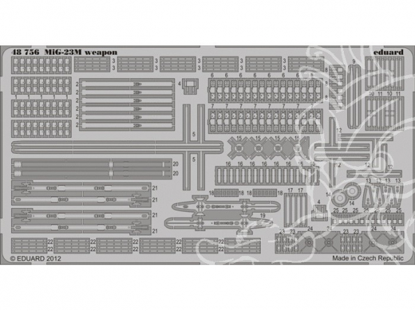 EDUARD photodecoupe avion 48756 MiG23 M/ML/MF Weapon 1/48