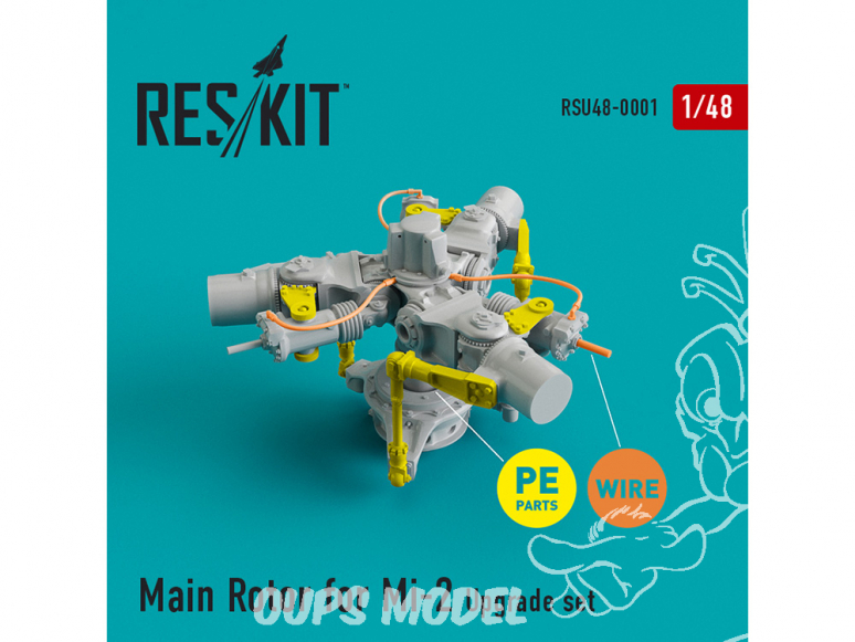 ResKit kit d'amelioration Helico RSU48-0001 Ensemble de mise à niveau et de détail du rotor principal Mi-2 1/48