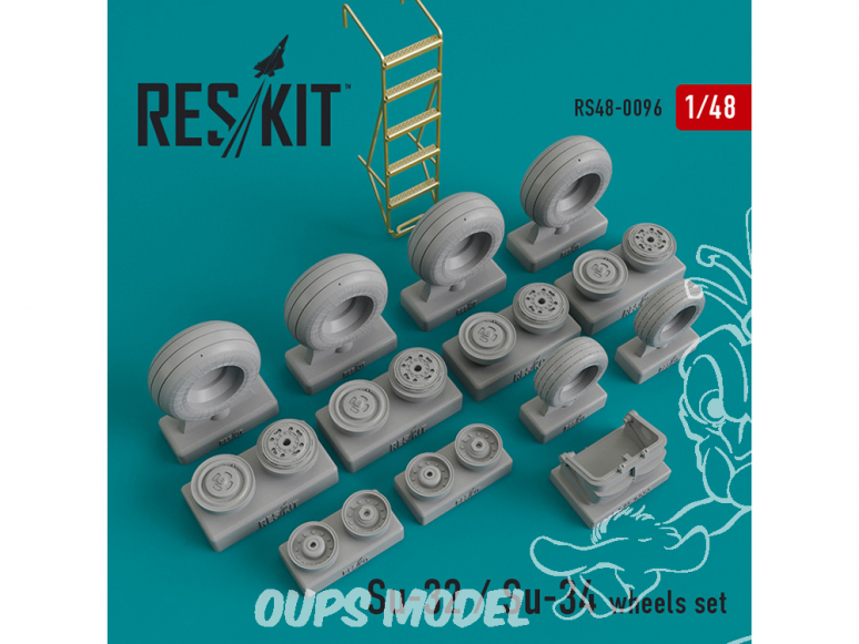 ResKit kit d'amelioration avion RS48-0096 Ensemble de roues pour Su-32 et Su-34 1/48