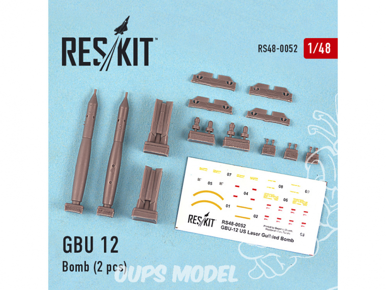 ResKit kit RS48-0052 GBU 12 bombe 2 pcs pour F-14 F-16 F-15 F-14 Harrier Rafale Mirage 2000 Gripen Totnado Eurofighter Kfir 1/48