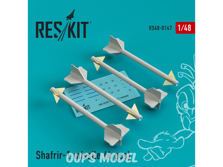 ResKit kit RS48-0147 Shafrir-1 missile (4 pcs) pour Mirage 3C, Mirage 3CJ, Vautour II 1/48