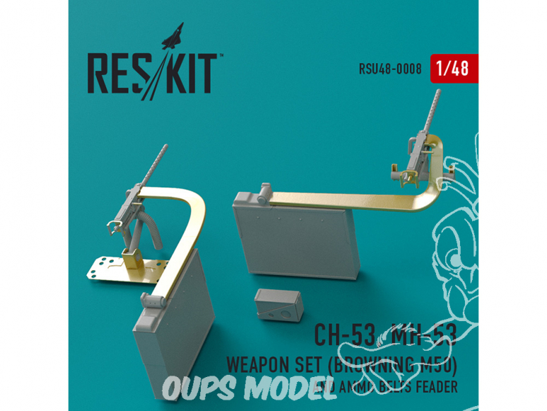 ResKit kit RSU48-0008 Ensemble d'armes CH-53, MH-53 (Browning M50) et ceinturon de munitions 1/48