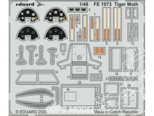 EDUARD photodecoupe avion FE1073 Zoom amélioration Tiger Moth Airfix 1/48