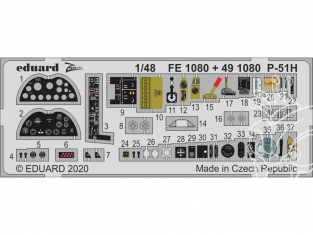EDUARD photodecoupe avion FE1080 Zoom amélioration P-51H Modelsvit 1/48