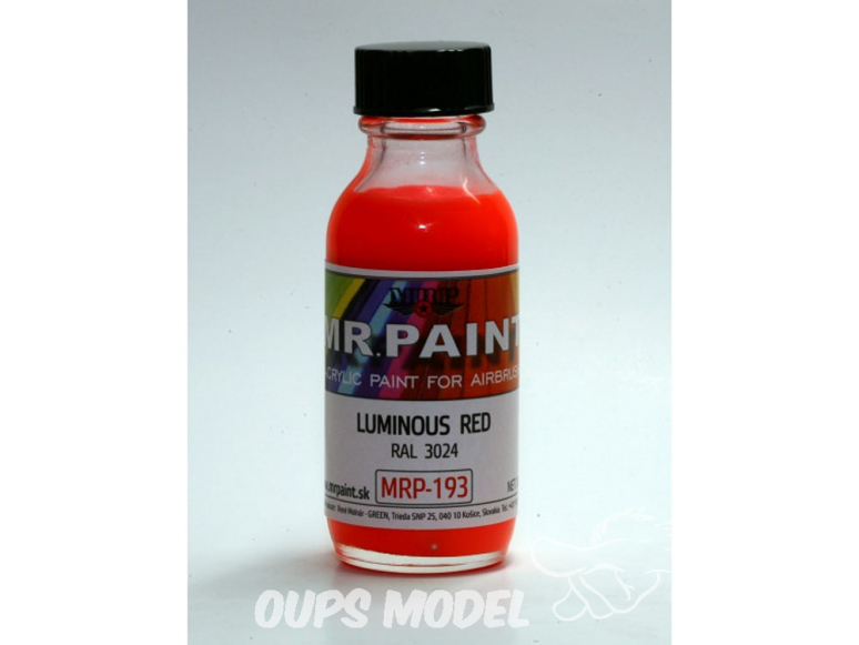 MRP peintures 193 ROUGE LUMINEUX RAL 3024 30ml