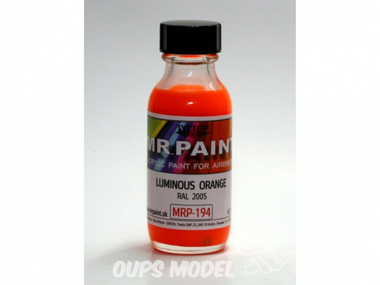 MRP peintures 194 ORANGE LUMINEUX RAL 2005 30ml