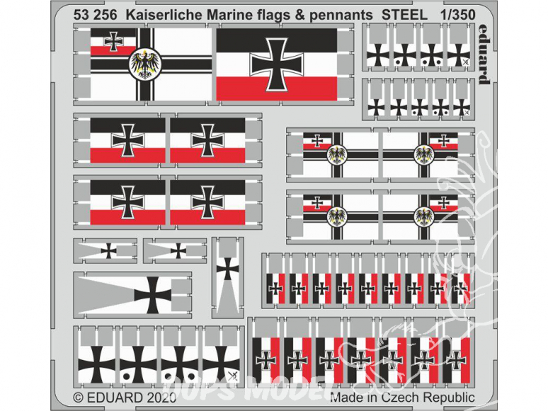 Eduard photodecoupe bateau 53256 Drapeaux et Fanions Kaiserlische Marine métal 1/350