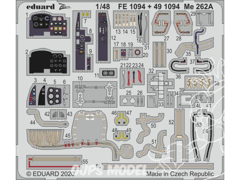 EDUARD photodecoupe avion FE1094 Zoom amélioration Messerschmitt Me 262A Hobby Boss 1/48