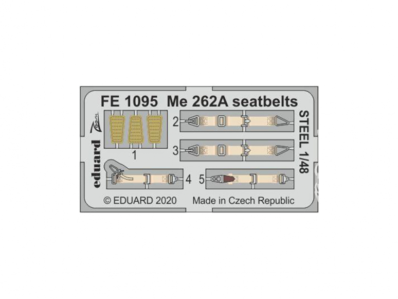 EDUARD photodecoupe avion FE1095 Harnais métal Messerschmitt Me 262A Hobby Boss 1/48