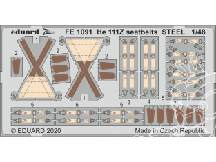 EDUARD photodecoupe avion FE1091 Harnais métal Heinkel He 111Z Icm 1/48