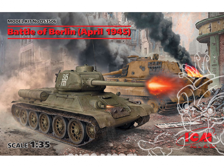 Icm maquette militaire DS3506 Bataille de Berlin (avril 1945) T-34-85 et King Tiger 1/35