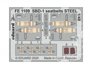 EDUARD photodecoupe avion FE1109 Harnais métal SBD-1 Academy 1/48