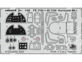 EDUARD photodecoupe avion 491104 Amélioration Hurricane Mk.I Airfix 1/48