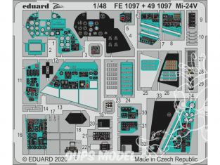 EDUARD photodecoupe hélicoptère 491097 Intérieur Mi-24 Zvezda 1/48