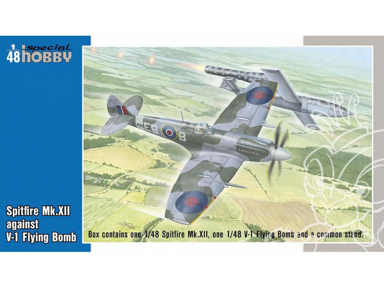 Special Hobby maquette avion 48192 Spitfire Mk.XII contre V-1 Bombe Volante 1/48