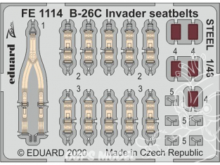 EDUARD photodecoupe avion FE1114 Harnais métal B-26C Icm 1/48