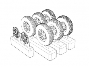 Brengun roues avion BRL72214 Roues pour un P-47N 3 type de motif 1/72