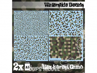 Green Stuff 507508 Decalcomanies a l'eau Camouflage Forêt Hex
