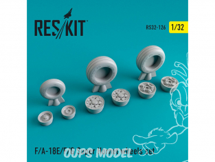 ResKit kit d'amelioration Avion RS32-0126 Ensemble de roues resine F-18 E / F Super Hornet 1/32