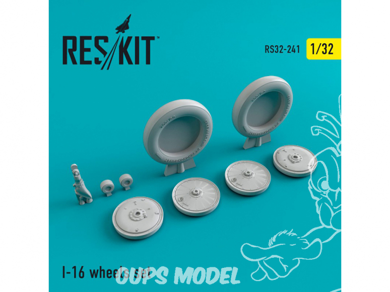 ResKit kit d'amelioration Avion RS32-0241 Ensemble de roues resine I-16 1/32