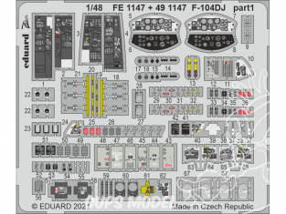 EDUARD photodecoupe avion FE1147 Zoom amélioration F-104DJ Kinetic 1/48