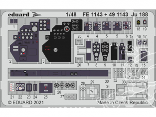 EDUARD photodecoupe avion FE1143 Zoom intérieur Junkers Ju 188 Revell 1/48