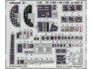 EDUARD photodecoupe avion FE1159 Amélioration intérieur Junkers Ju 88C-6 Icm 1/48