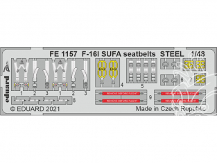 EDUARD photodecoupe avion FE1157 Harnais métal F-16I SUFA Kinetic 1/48