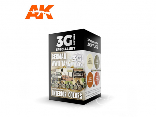 Ak interactive peinture acrylique 3G Set AK11688 COULEURS INTÉRIEURES DU CHAR ALLEMAND WWII 4 x 17ml