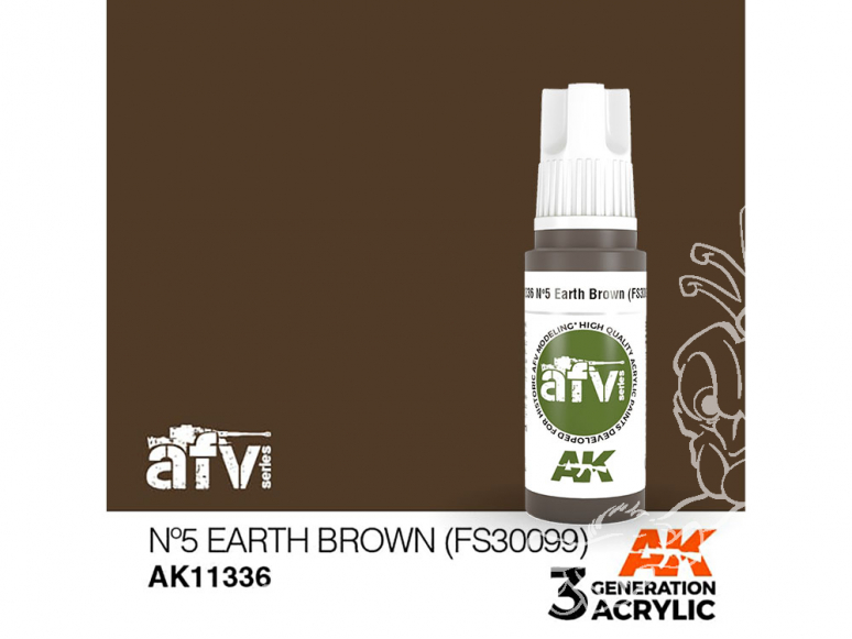 Ak interactive peinture acrylique 3G AK11336 Nº5 MARRON TERRE (FS30099) 17ml AFV