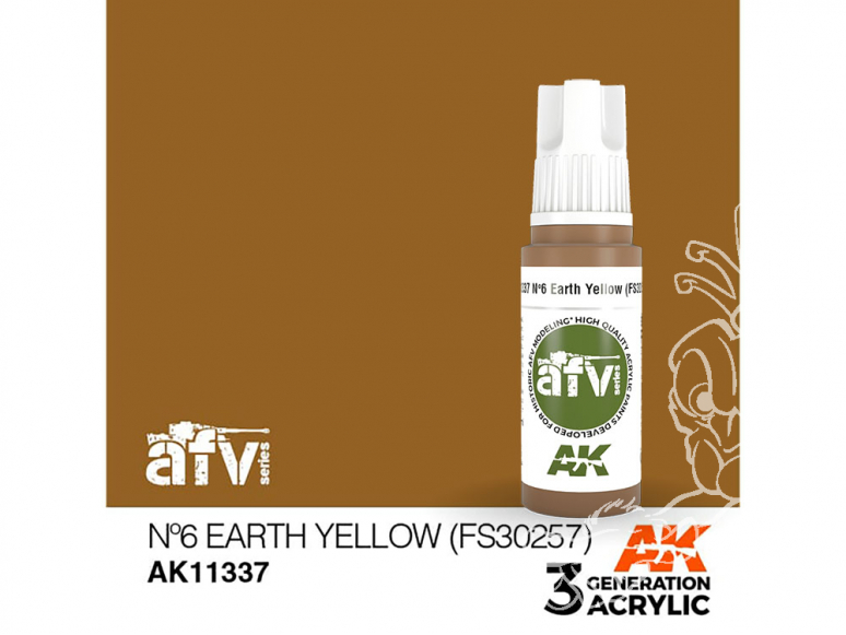 Ak interactive peinture acrylique 3G AK11337 Nº6 JAUNE TERRE (FS30257) 17ml AFV