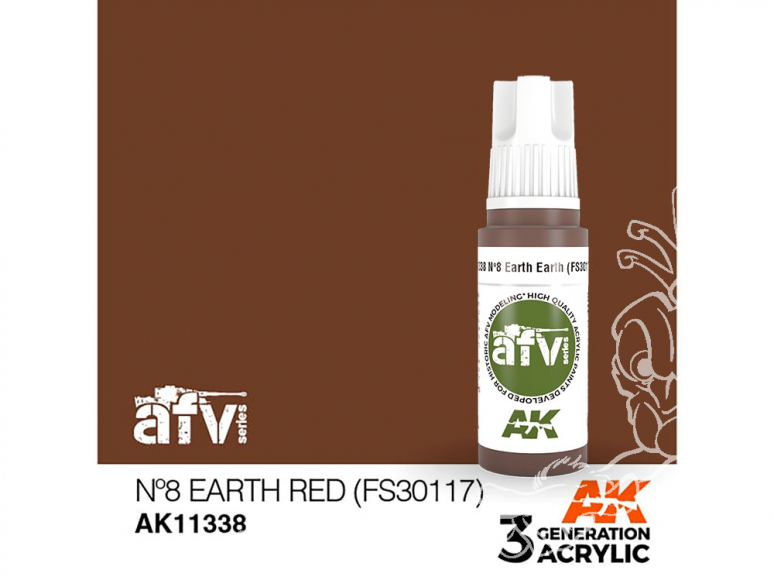 Ak interactive peinture acrylique 3G AK11338 Nº8 TERRE ROUGE (FS30117) 17ml AFV