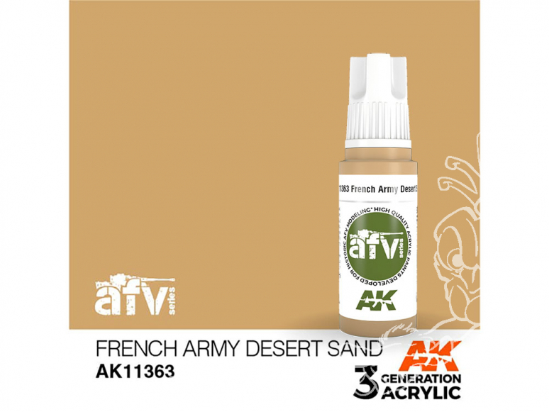 Ak interactive peinture acrylique 3G AK11363 SABLE DU DÉSERT DE L'ARMÉE FRANÇAISE 17ml AFV