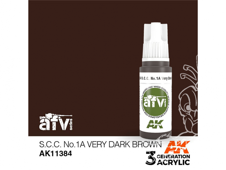 Ak interactive peinture acrylique 3G AK11384 S.C.C. N ° 1A MARRON TRÈS FONCÉ 17ml AFV