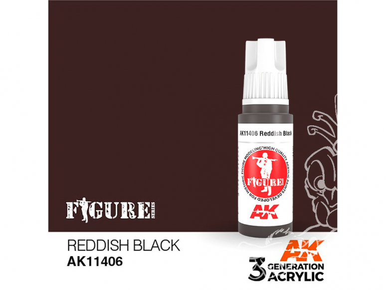 Ak interactive peinture acrylique 3G AK11406 NOIR ROUGEATRE 17ml FIGURINE