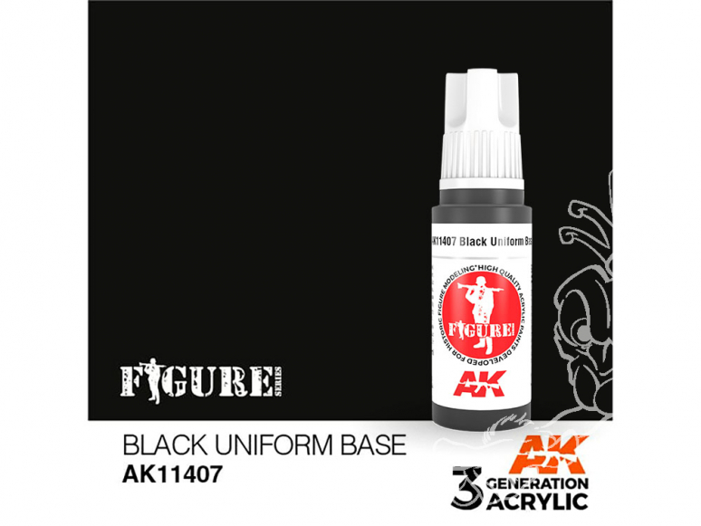 Ak interactive peinture acrylique 3G AK11407 BASE UNIFORME NOIRE 17ml FIGURINE