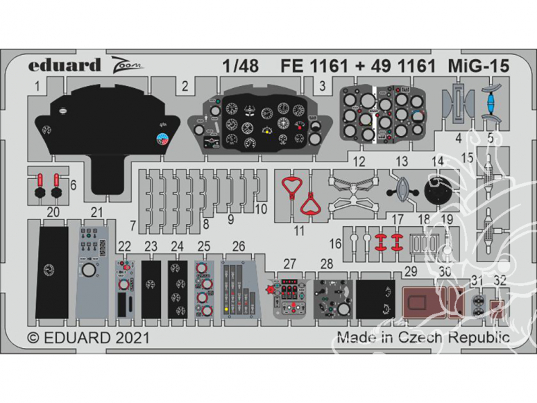 EDUARD photodecoupe avion 491161 Amélioration MiG-15 Bronco / Hobby 2000 1/48