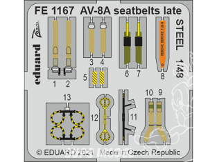 EDUARD photodecoupe avion FE1167 Harnais métal AV-8A Late Kinetic 1/48
