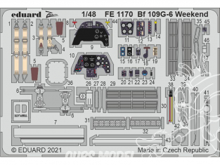 EDUARD photodecoupe avion FE1170 Zoom amélioration Messerschmitt Bf 109G-6 Weekend Eduard 1/48