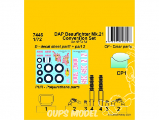 Cmk kit d'amelioration 7446 DAP Beaufighter Mk.21 Conversion Set Kit Airfix 1/72