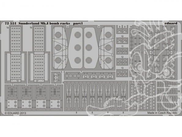 Eduard photodecoupe avion 72551 Rateliers a bombes Sunderland Mk.I 1/72