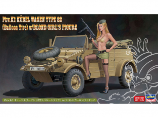 Hasegawa maquette voiture 52273 Pkw.K1 Cubel Wagen Type 82 avec figurine de fille blonde 1/24