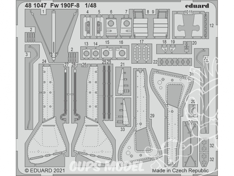 EDUARD photodecoupe avion 481047 Amélioration Focke Wulf Fw 190F-8 Eduard 1/48