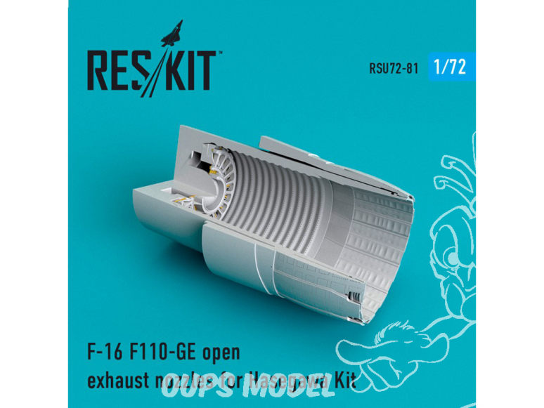 ResKit kit d'amelioration Avion RSU72-0081 Tuyère ouverte F-16 F110-GE pour kit Hasegawa 1/72