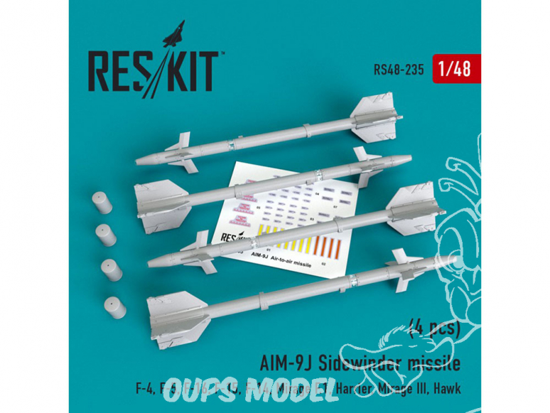 ResKit kit d'amelioration Avion RS48-0235 Missile AIM-9J "Sidewinder" 1/48