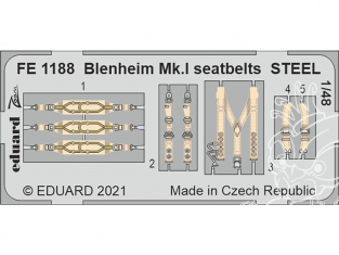 EDUARD photodecoupe avion FE1188 Harnais métal Blenheim Mk.I Airfix 1/48
